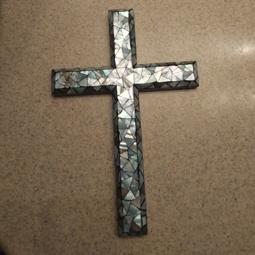 Mother of Pearl Mosaic Cross Wall Decor